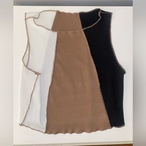Black, white and brown extra small SHEIN tank top